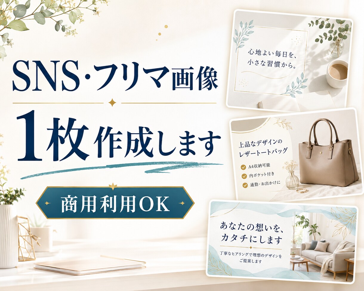 SNS・フリマ用の画像を作成します 用途に合わせて見やすく伝わる画像を1枚作成 イメージ1