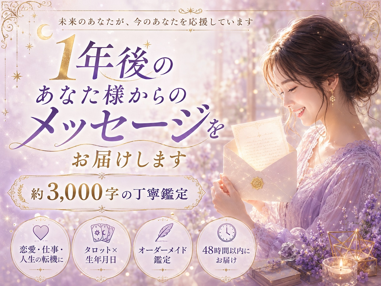 1年後のあなた様からのメッセージをお届けします 48時間以内納品◇3,000字前後◇恋愛・仕事・人生の転機に イメージ4