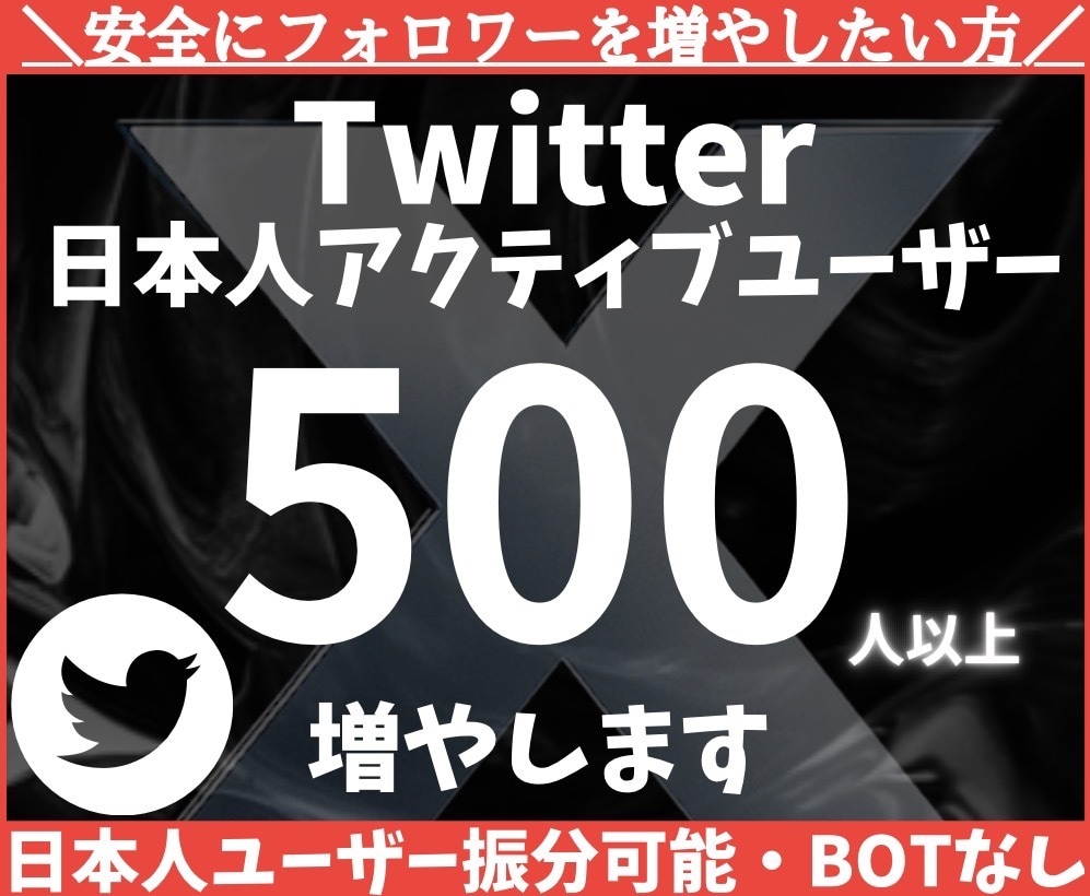 Twitter 日本人フォロワー500人増加します X・旧Twitter 日本人フォロワー500人以上増やします イメージ1