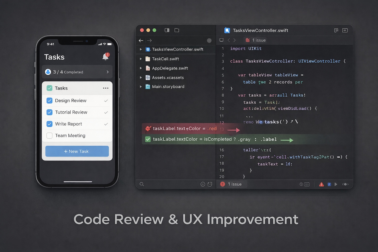 既存iOSアプリのUX改善を行います コードレビュー＋改善提案＋リファクタリングを一括対応 イメージ1