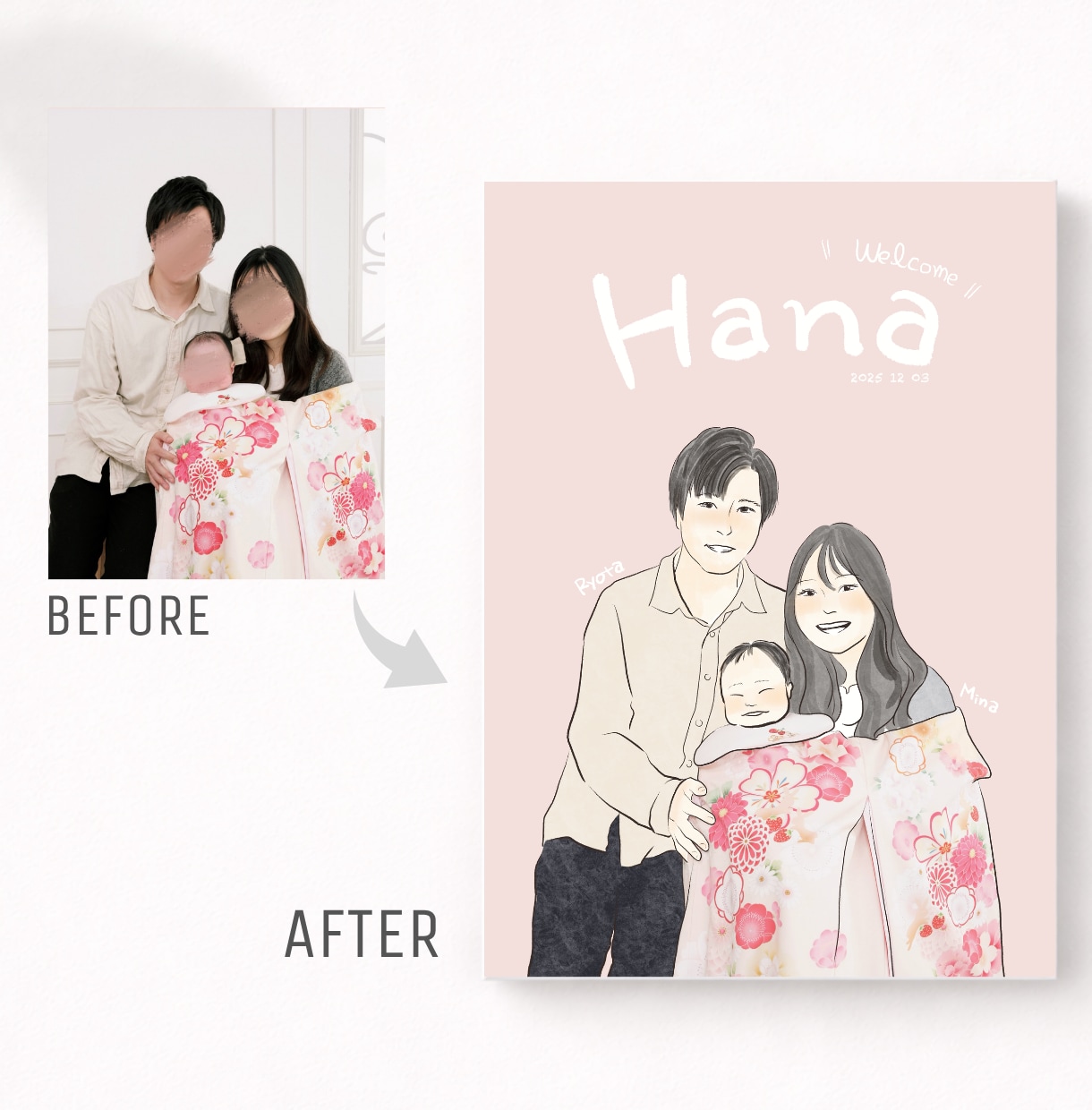 家族の宝物になる、家族イラスト描きます ＊口コミ投稿で【スマホ待ち受けデータ】無料プレゼント中＊ イメージ3