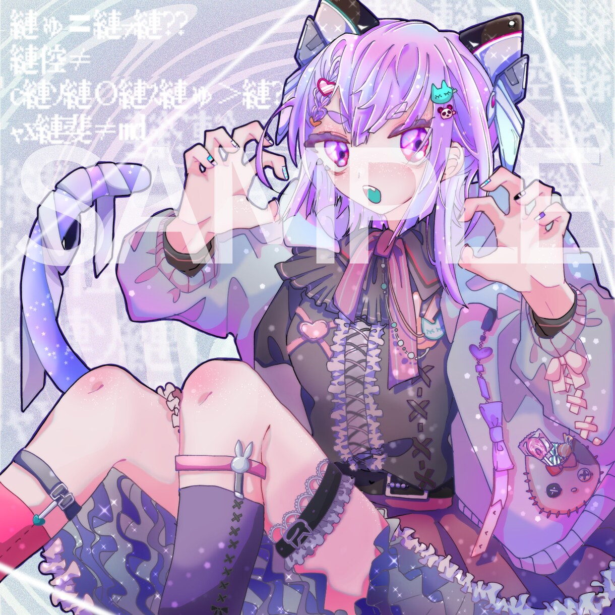 ご依頼キャラクターのイラスト描きます かわいい・キラキラ・地雷系の一枚絵 イメージ1