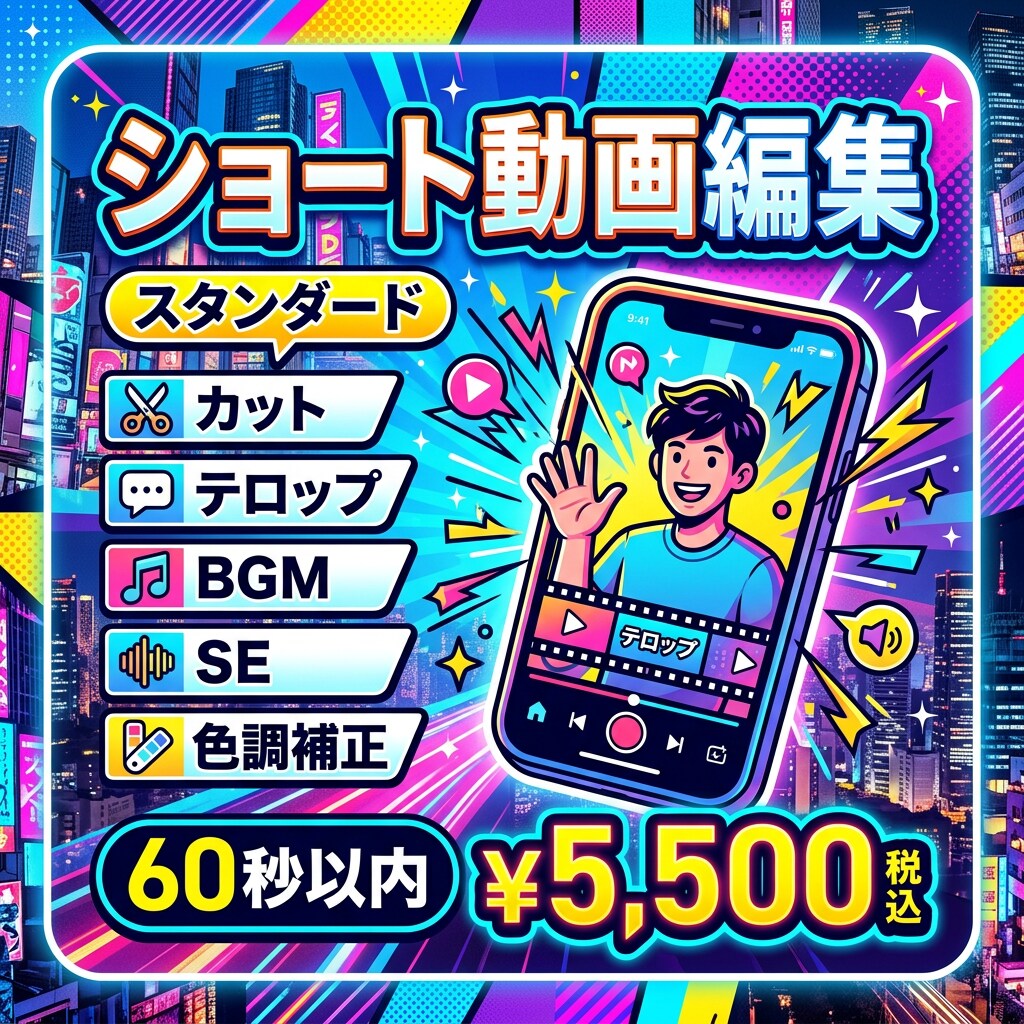 SNS向けショート動画編集します ショート動画編集【テロップ・BGM・SE対応】 イメージ1