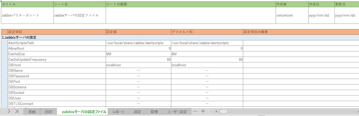 zabbixのパラメータシートを販売します 現役エンジニアが作成したパラメータシート イメージ3