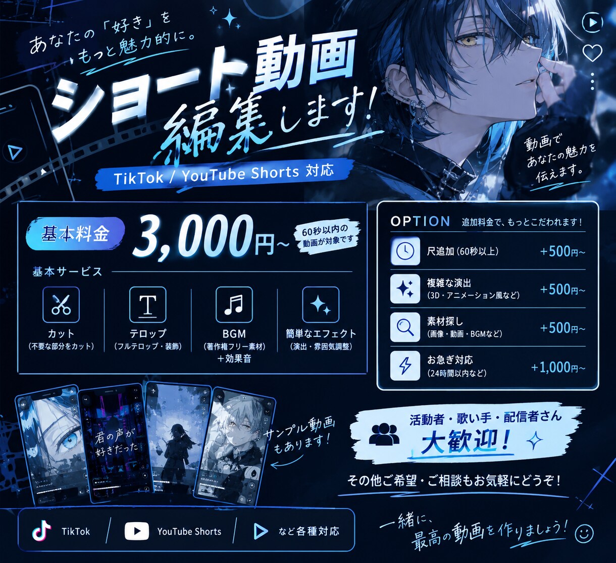 活動者さん向け！ショート動画編集します 活動者さんの魅力を引き出すショート動画を制作します！ イメージ1