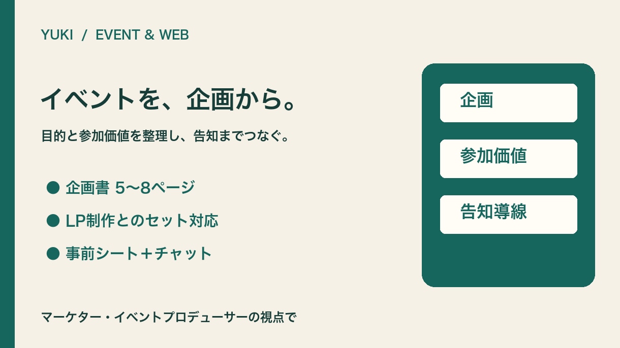 イベントの企画と告知導線を設計します 目的・参加価値を企画書に整理。制作セットも対応 イメージ1
