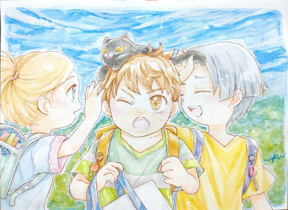 ポストカードサイズの用紙にイラストお描きします ふんわり柔らかいタッチで手描きイラストを作成します。 イメージ5