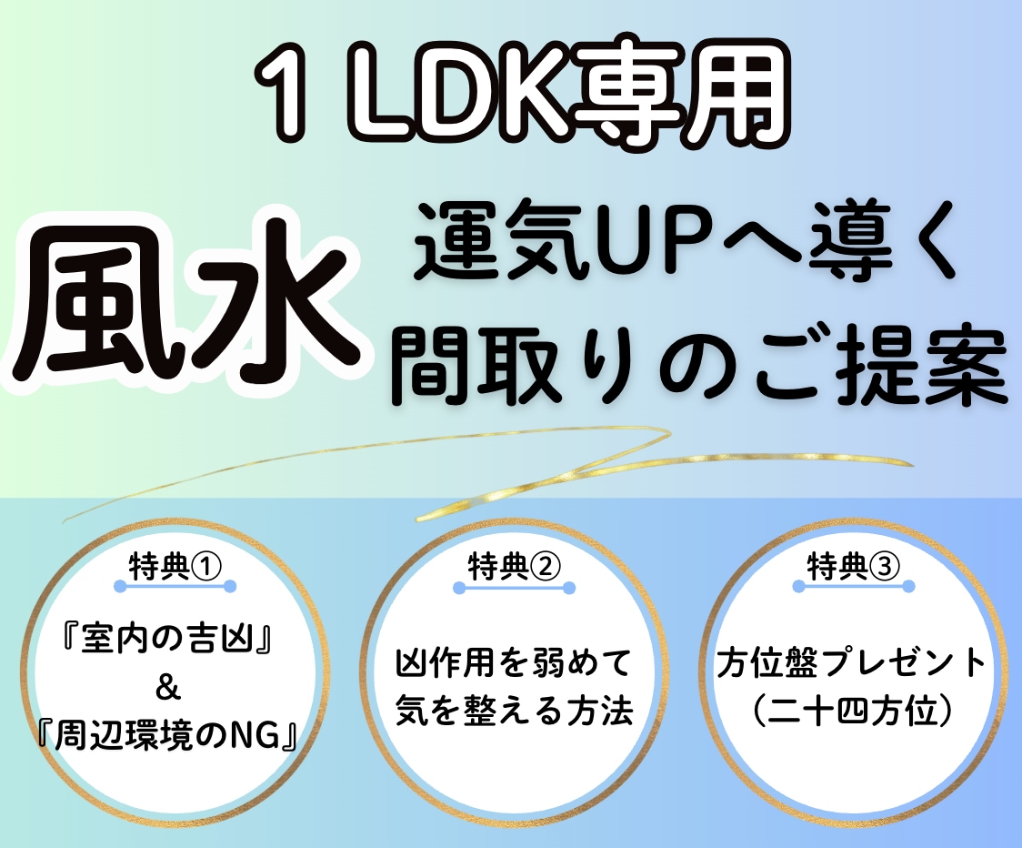 本格風水⭐︎運気UPへ導く間取りをご提案致します 【１LDK専用】引っ越し・リノベーションをご検討中の方必見✨ イメージ1