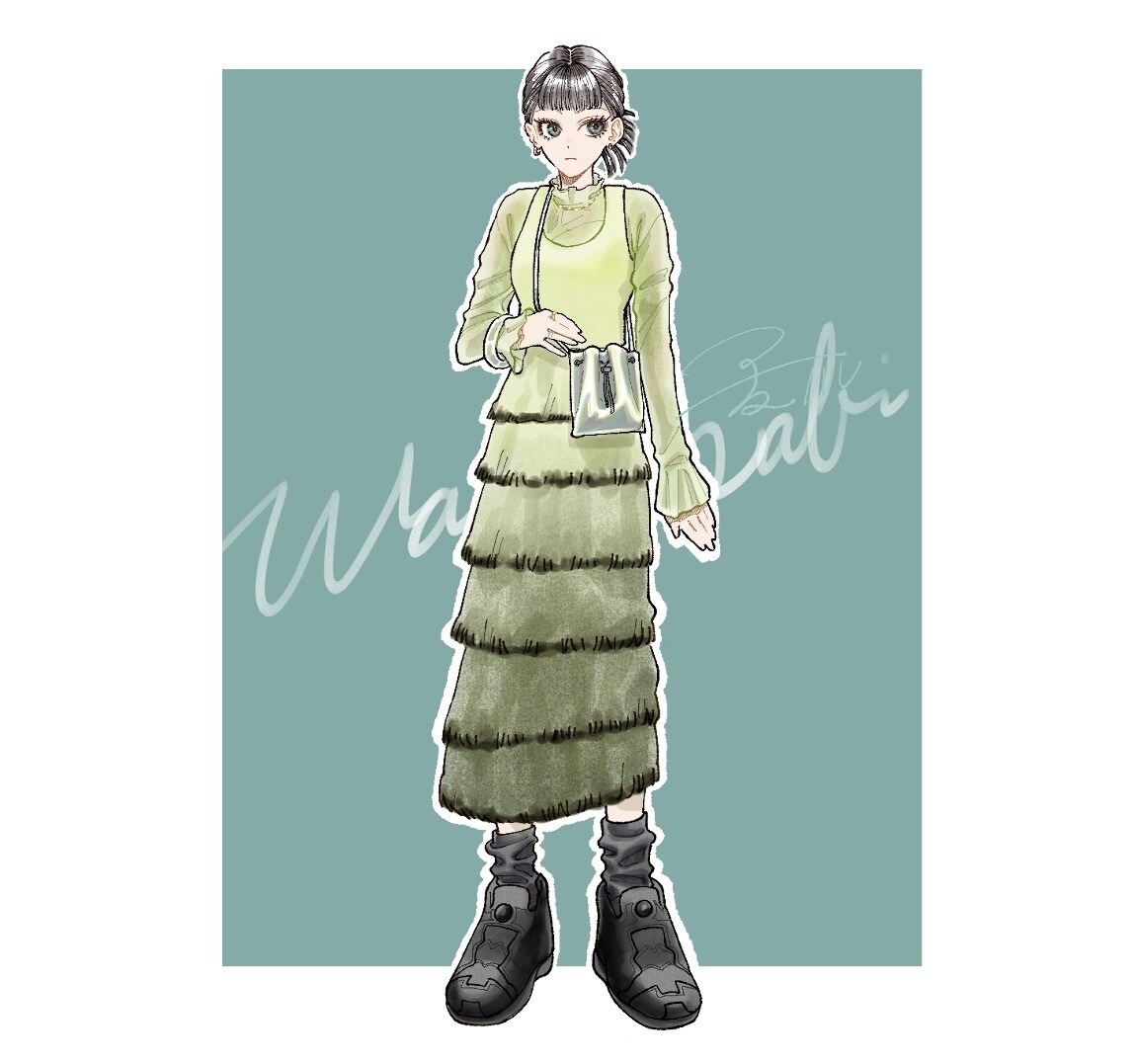 女の子の立ち絵＋イメージコーデ考えます お好きなモチーフ・色をお教えください！ イメージ1