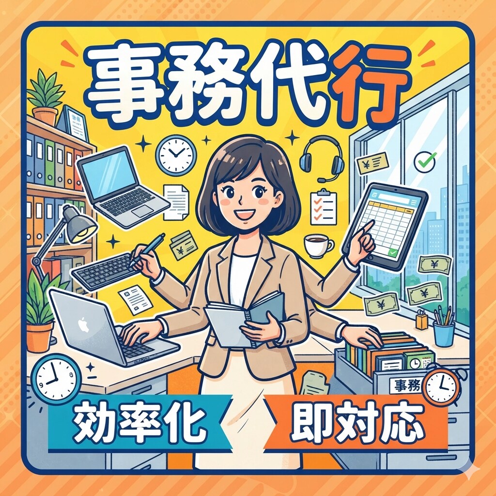 事務代行・データ入力を迅速かつ丁寧に承ります 面倒な事務作業をお任せ！迅速・丁寧にオンラインで対応します。 イメージ1