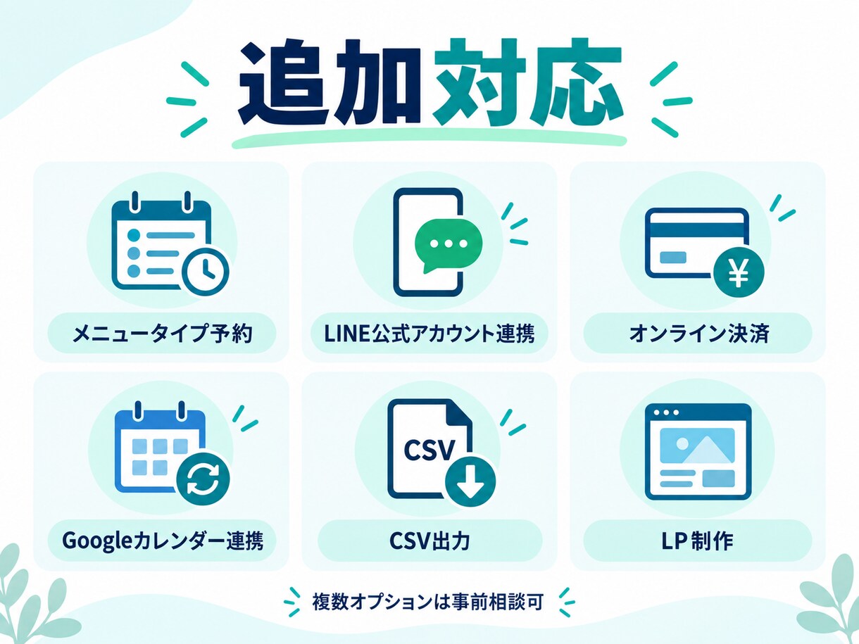 オーダーメイドであなた仕様の予約サイトを構築します スクール・教室向けの予約管理を月額利用料0円で構築 イメージ5