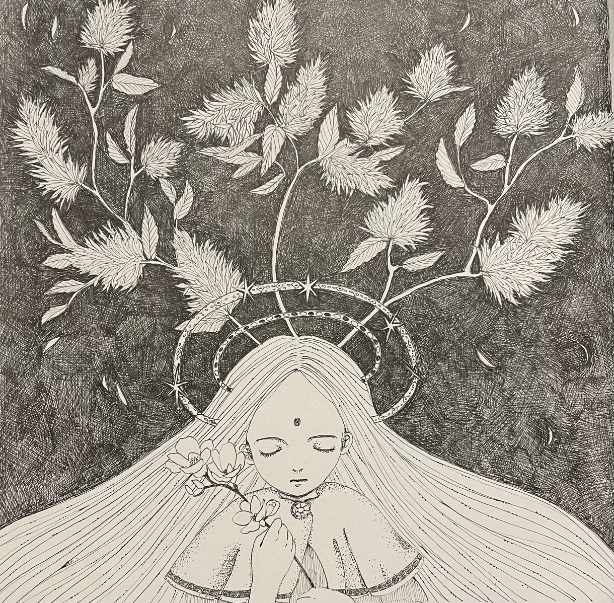 モノクロイラスト描きます 水性ペンで描く繊細で神秘的な世界 イメージ7