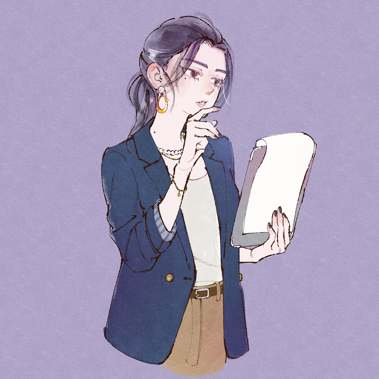 ふんわりおしゃれな女性SNSアイコンを描きます 女性の表情、仕草、ファッション、髪型にこだわったイラスト制作 イメージ5