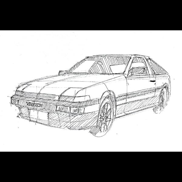 リクエストをもとに車のイラストを描きます サインペンでA4紙にスケッチします イメージ2
