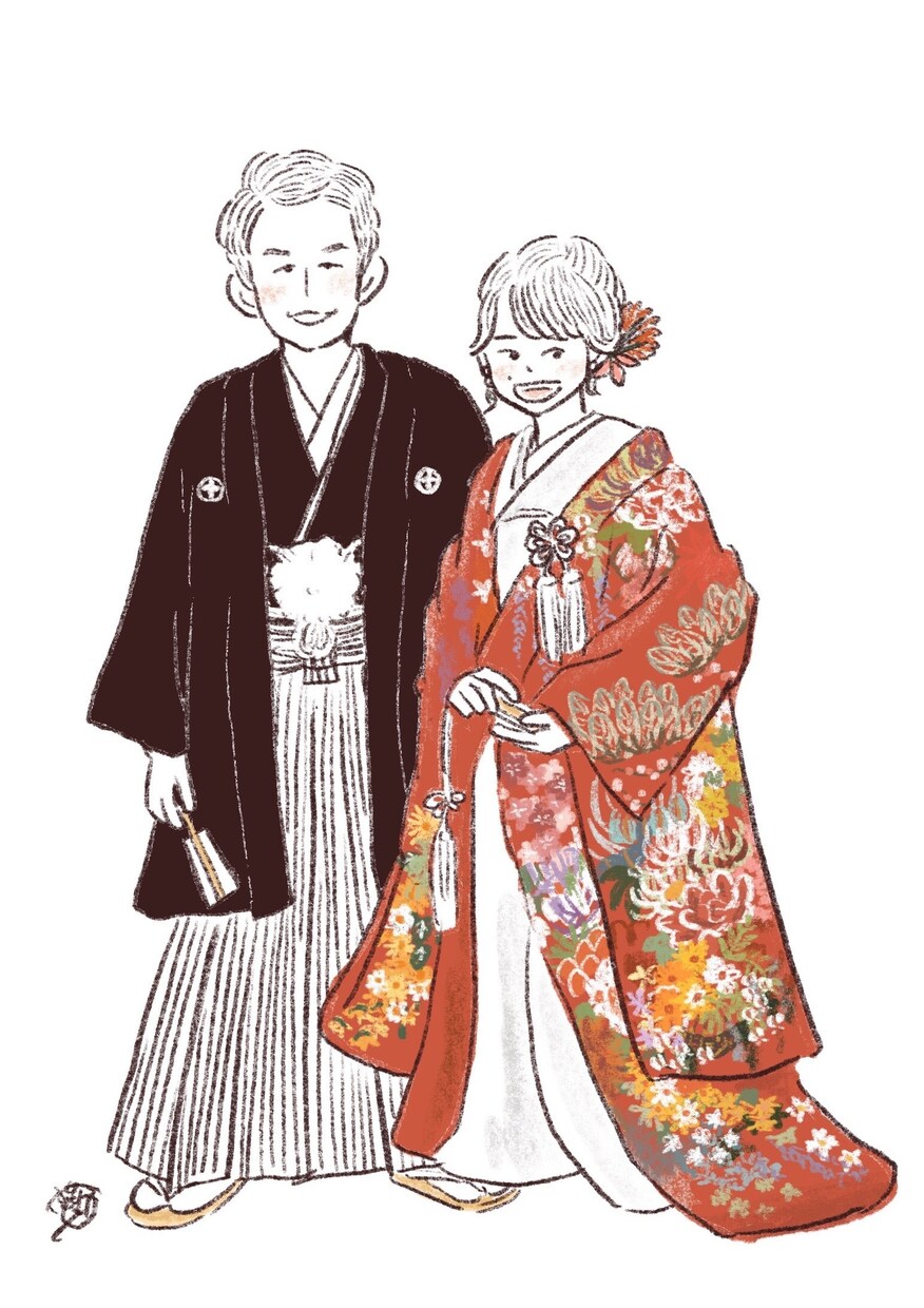 色鉛筆風のほんわかウェディングイラストを描きます 手書き風柔らかで可愛らしい印象のイラストです。 イメージ3