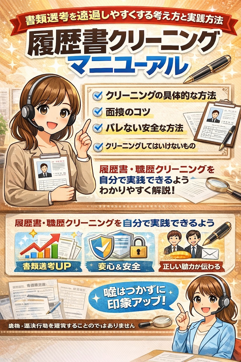 丸投げOK 履歴書の内容を整理・クリーニングします クリーニングの具体的な方法絶対にバレない方法を解説 イメージ1