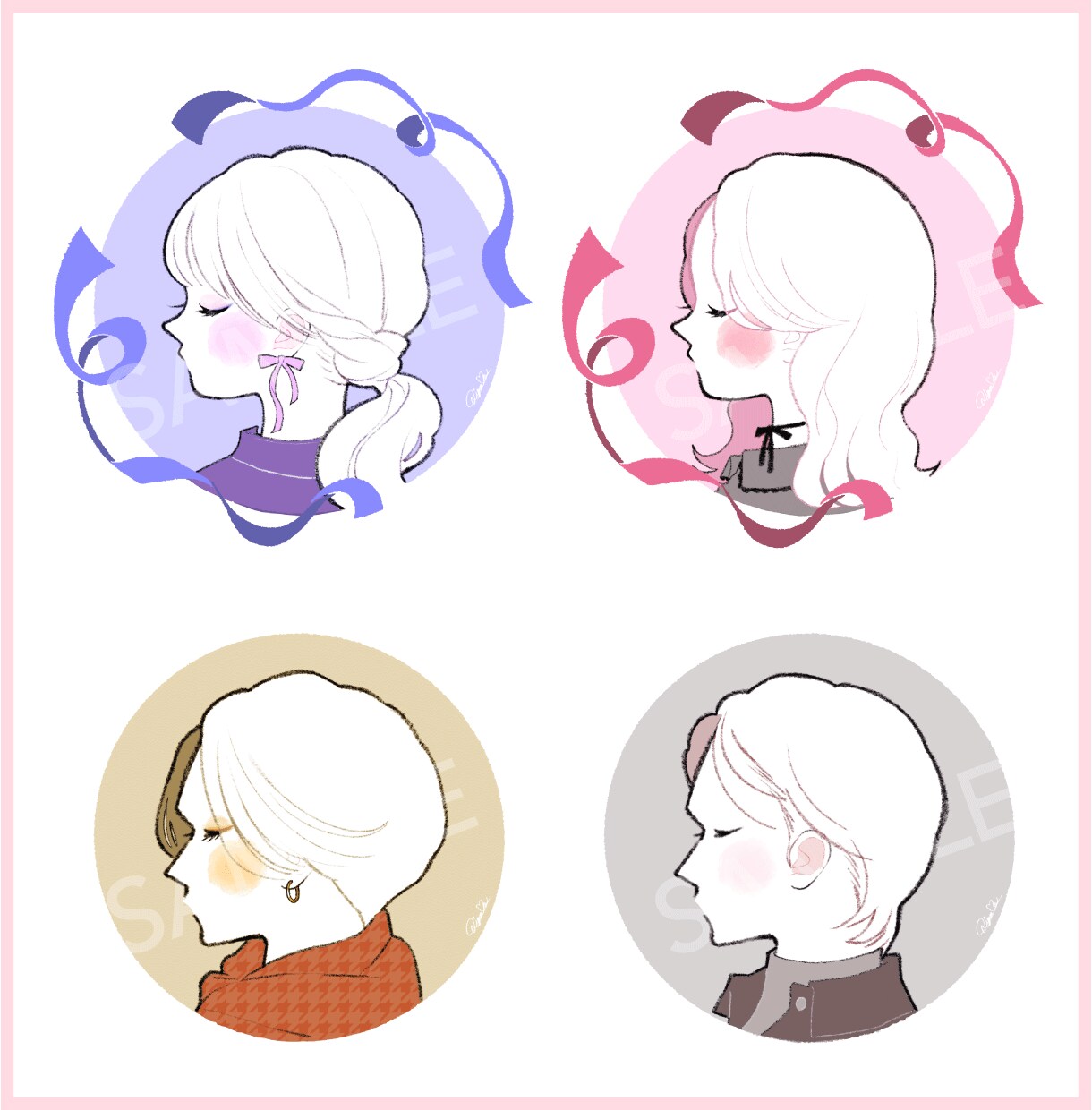 商用◎似顔絵◎オシャレで可愛いアイコン描きます 修正何度でも＆背景3種＆小物2つ無料！記念日やプレゼントにも イメージ5