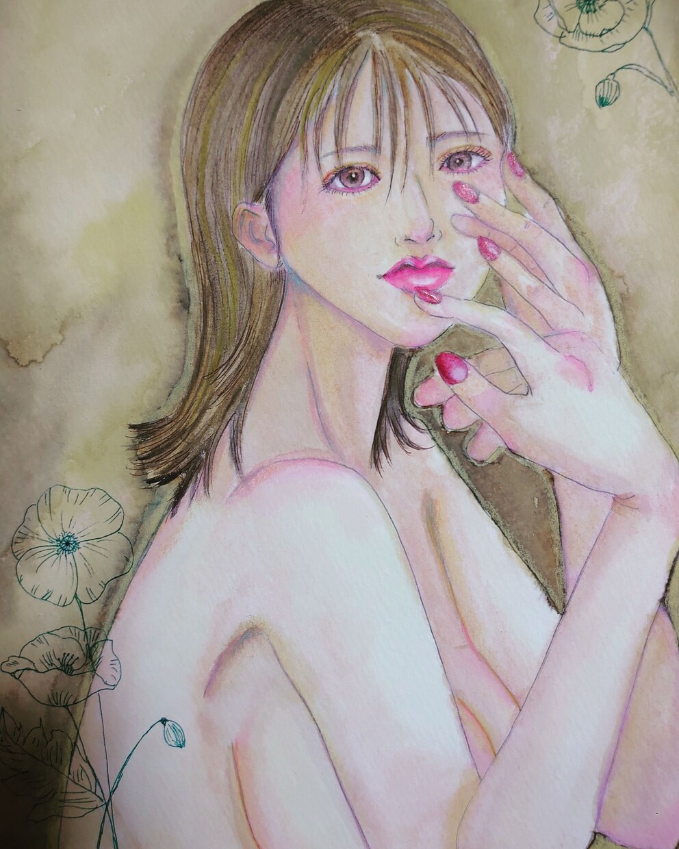 オリジナルアナログイラストを描きます お花と女性をメインに描いていきます。 イメージ4