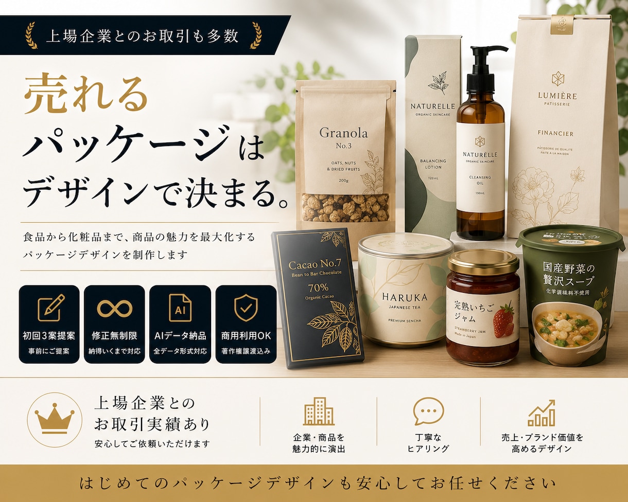 商品の魅力を伝えるパッケージ制作をします 法人案件経験を活かし、売場・ブランドに合わせた売れるデザイン イメージ1