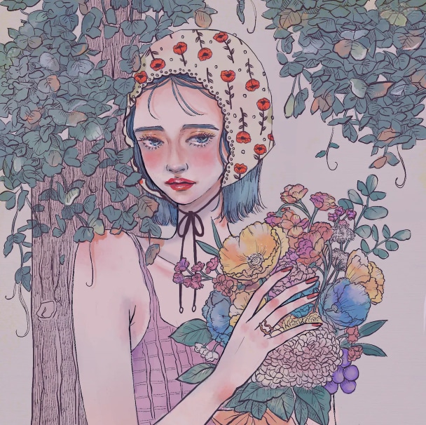 商用OK.ガーリーなカラーイラスト描きます アナログチックなレトロでオシャレなカラーイラストです。 イメージ1