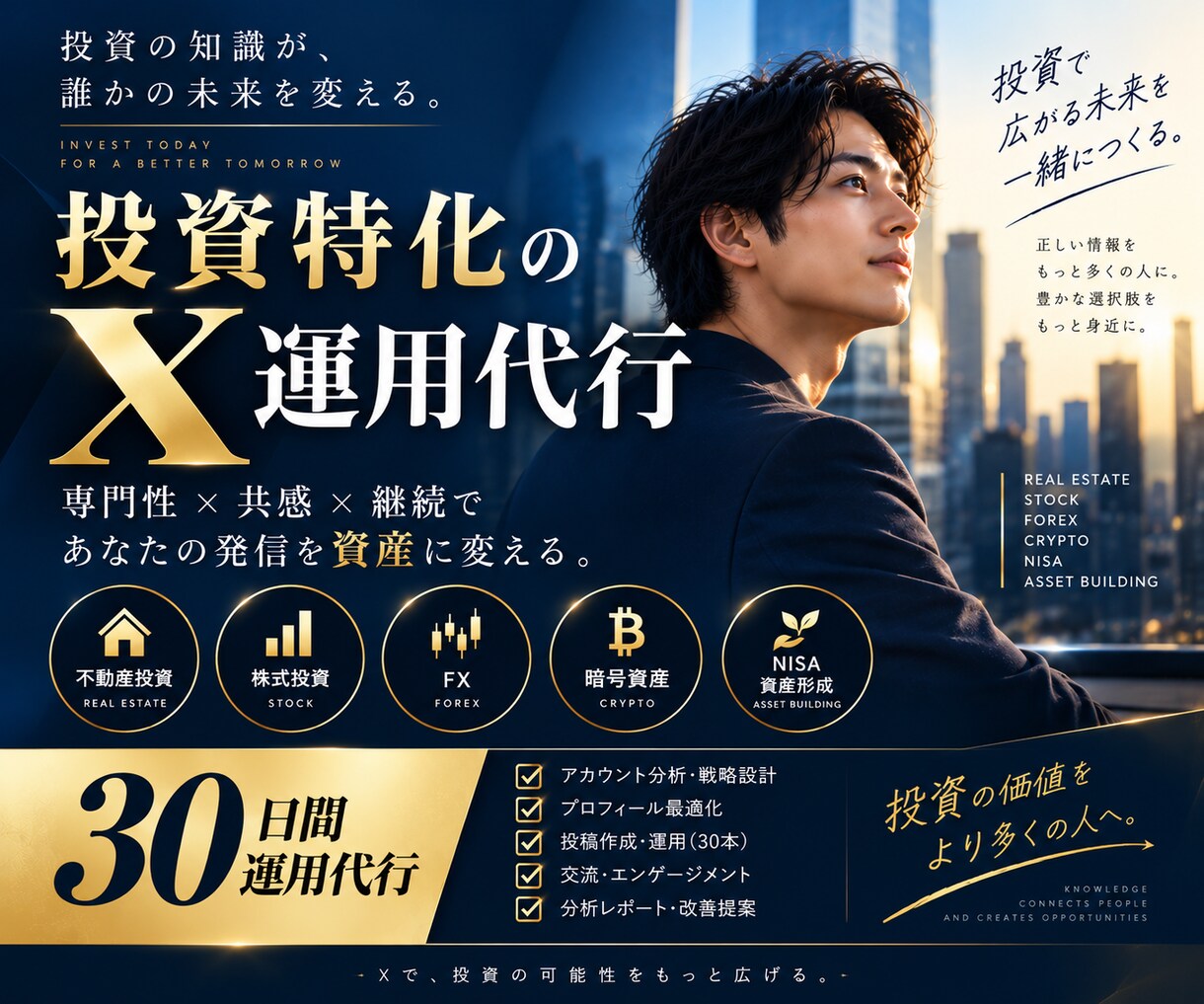 投資特化のX・Twitter運用を30日代行します 不動産投資・株・FX・暗号資産・NISAの発信を支援します！ イメージ15