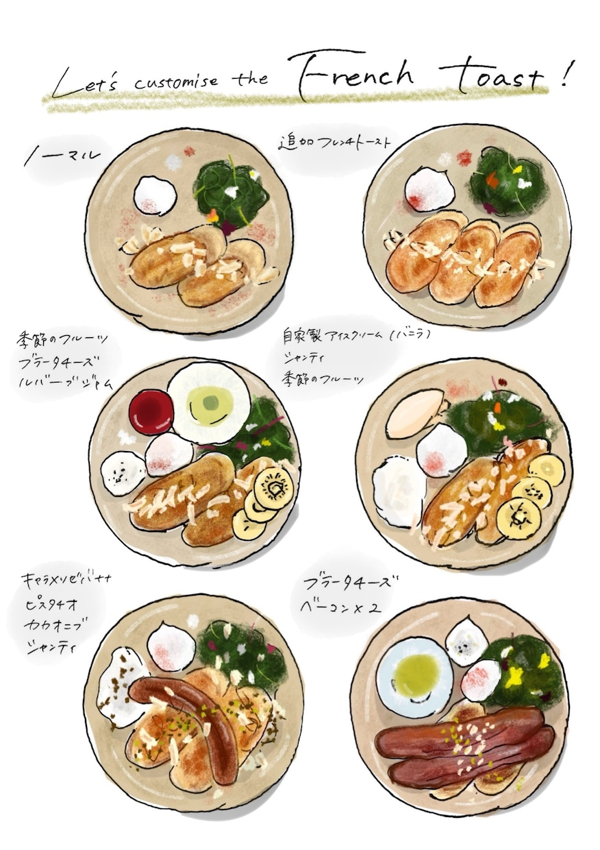 手描きの温もりをお届け！カフェ風イラスト描きます 手描き×食べ物で魅力UP！SNS・メニュー・レシピにぴったり イメージ1