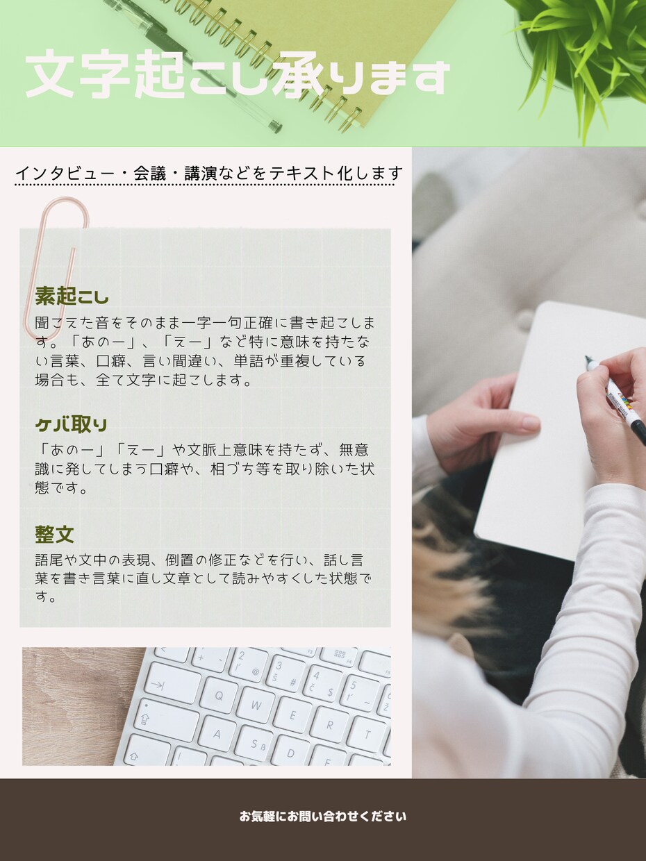 音声テキスト化します かな、漢字のバランスを考えた読みやすい文章へ イメージ2