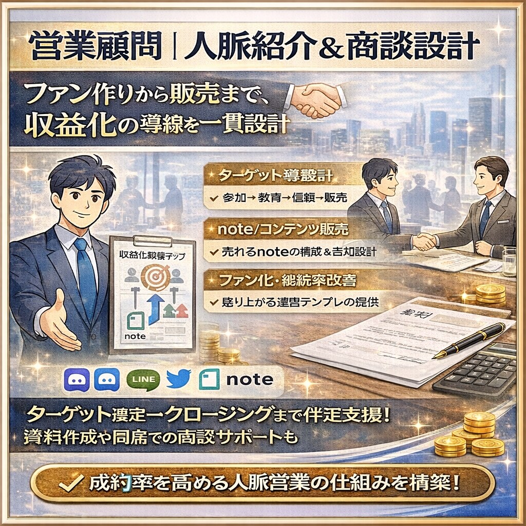 営業顧問｜人脈紹介＆商談設計ます 紹介→商談→成約まで伴走します イメージ1