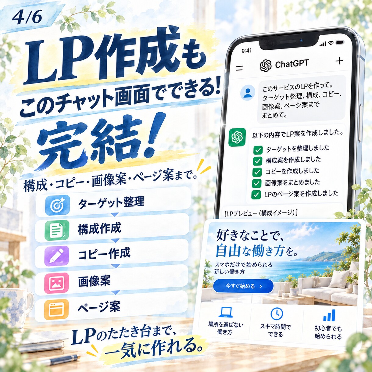 ChatGPTで作ってコピペ…を終わらせます Work不要｜投稿・返信・調査・資料整理・LP作成まで イメージ4