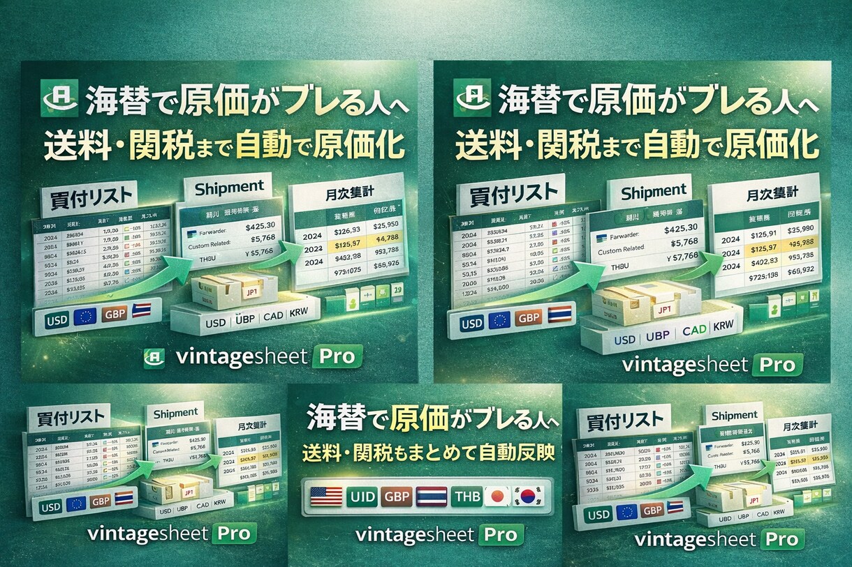 海外買付の原価と利益を見える化します 多通貨・送料関税も月次で自動集計 イメージ1