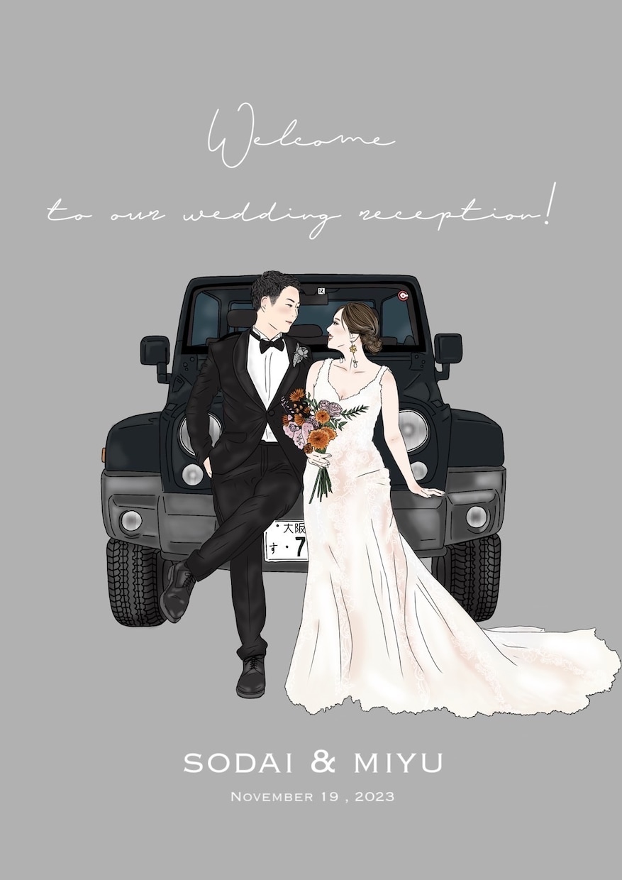 ウェルカムボード、愛車と描きます 大人可愛いイラストで特別感のある一枚に♡ イメージ8