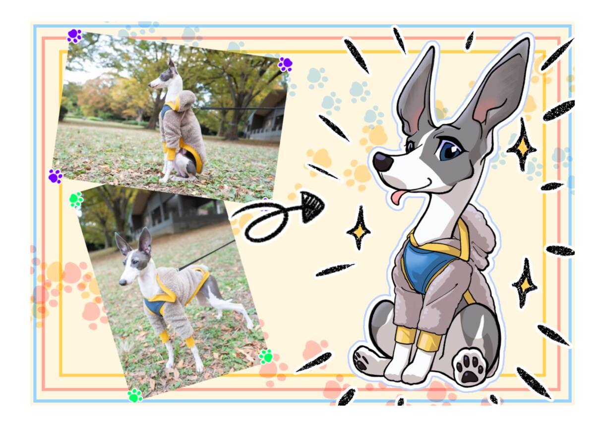 愛犬の似顔絵イラストをキャラクター仕立てで描きます もし愛犬がキャラクターになったら？を実現します！ イメージ4