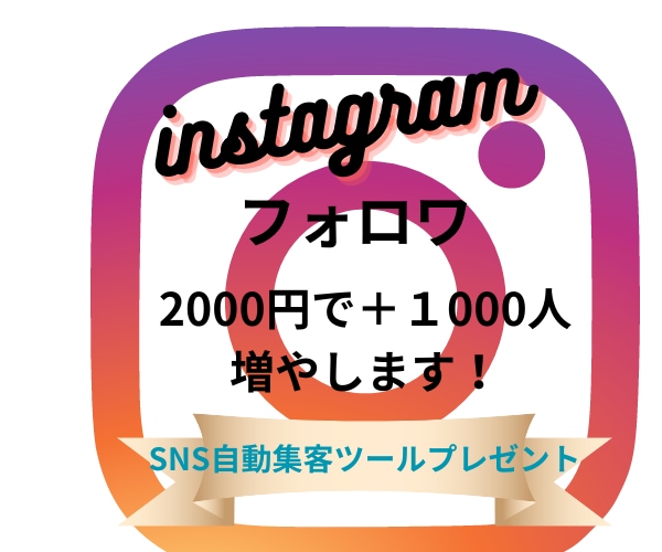 インスタグラムフォロワ・プラス1000増やします SNS自動集客ツールプレゼント！ イメージ1