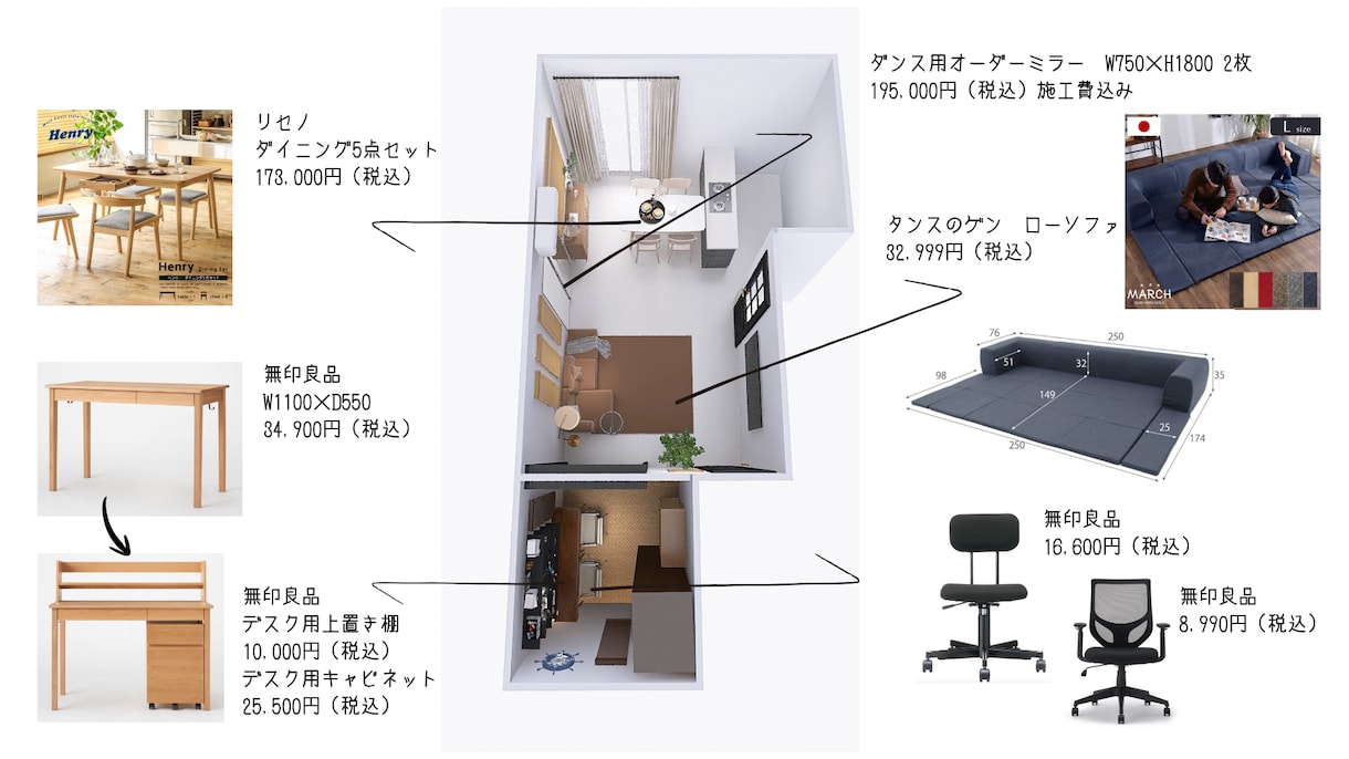 モニター価格｜サイズがわかる家具配置CG提案します あなたのお部屋をCGで再現し、最適な家具配置をご提案します。 イメージ2