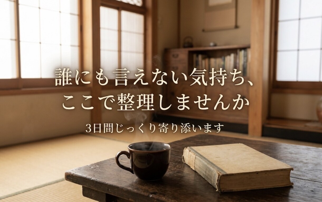 誰にも言えない気持ちを整理します 3日間、ゆっくり気持ちに寄り添います イメージ1