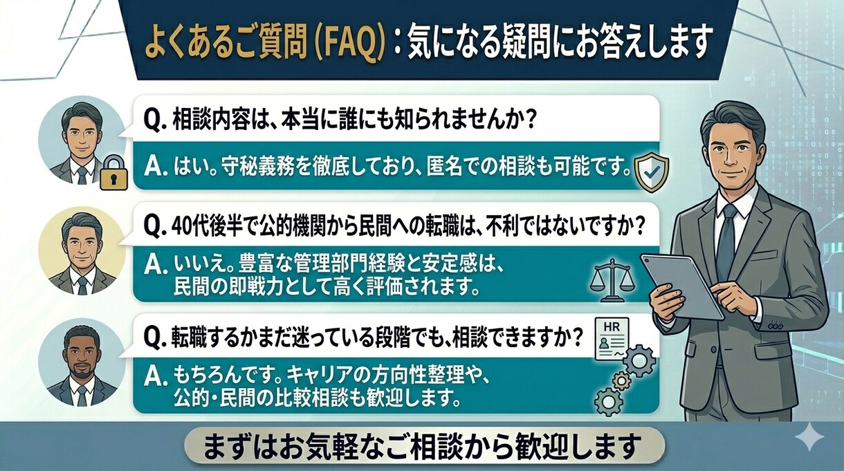公的機関から民間！40代転職に向けた壁打ちします 40代・公的機関から民間へ！経歴を強みに変える管理部門壁打ち イメージ7