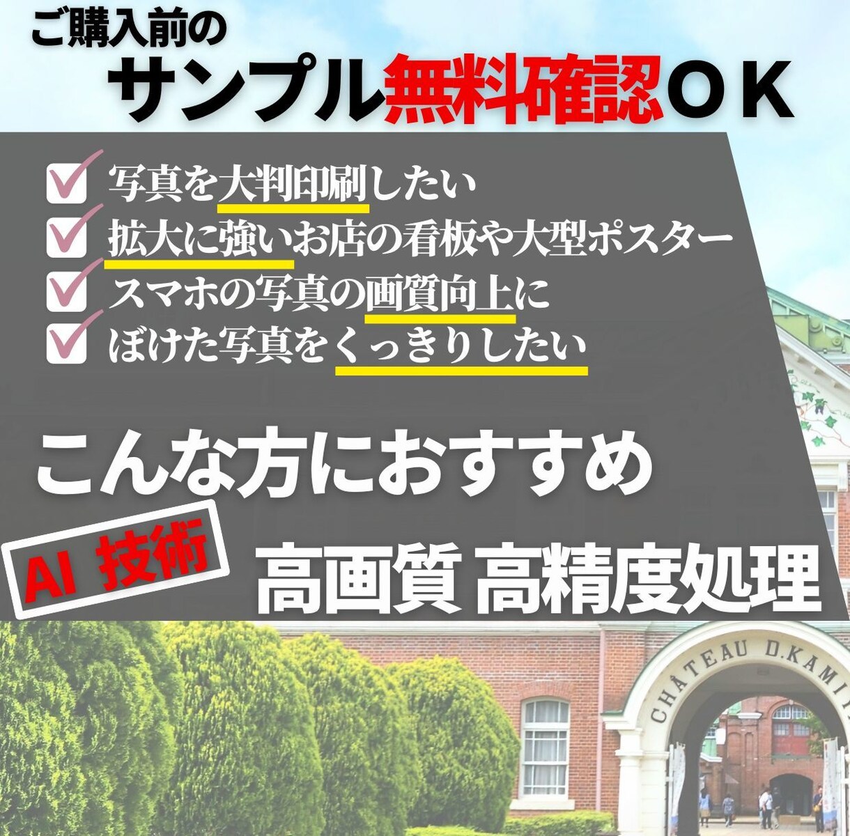 ディープラーニング技術で高画質化・鮮明化します Google認定技術者が対応｜低画質写真を「超・高精細」へ イメージ1