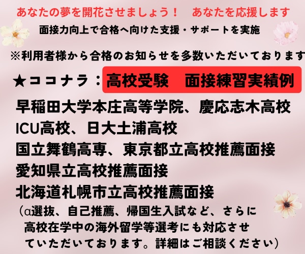 大学受験（高校・中学受験）の個人面接対策行います 面接指導のプロ★夢実現に向けた面接力向上・自信と実力UPへ イメージ3