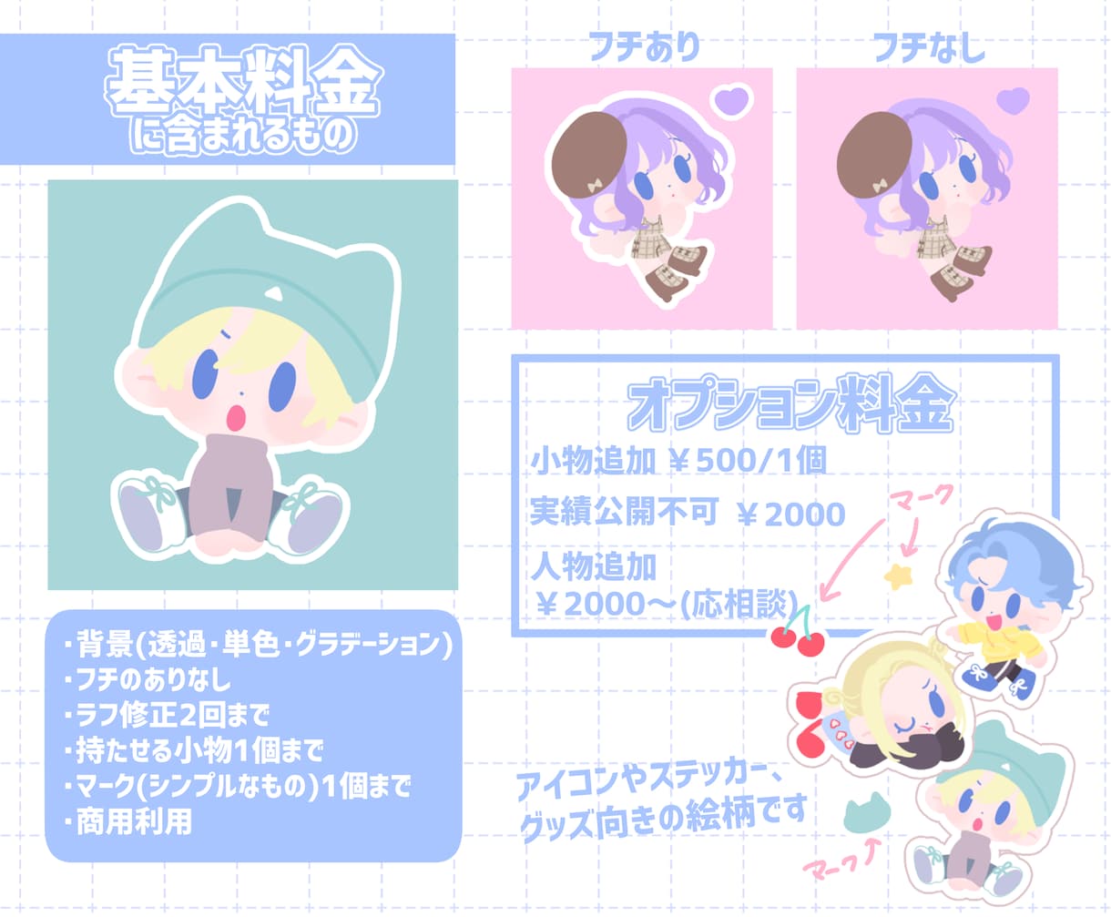 ゆる〜いミニキャライラスト描きます アイコンやステッカー、グッズなどにぴったり イメージ2