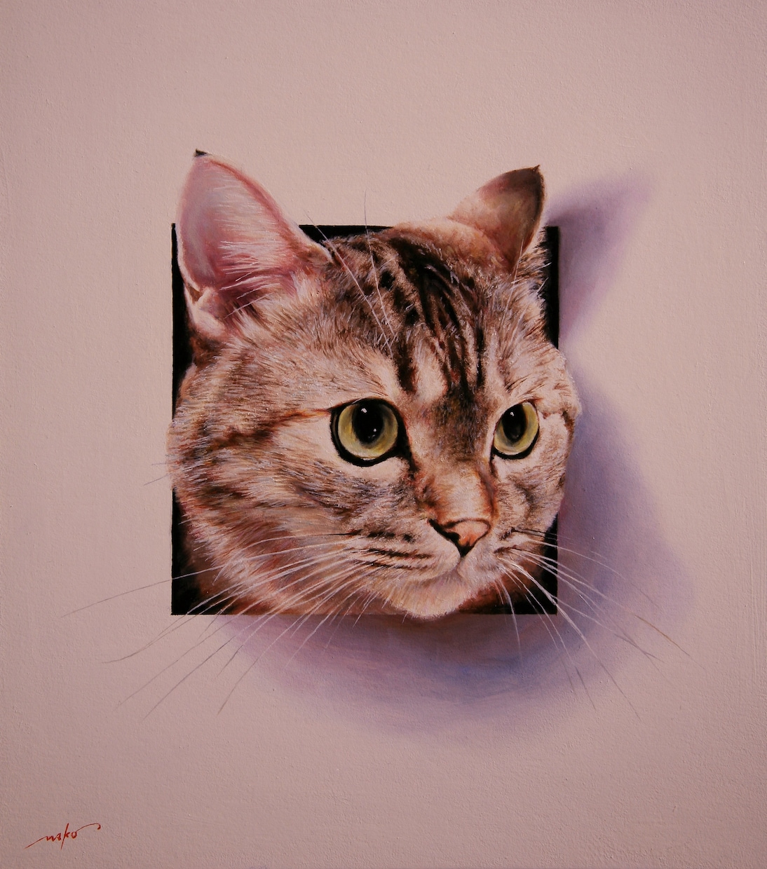 あなたのペットが画面から【飛び出す絵】を描きます 参考画像作品のようにお顔が飛び出して見えるアナログ油絵です イメージ10