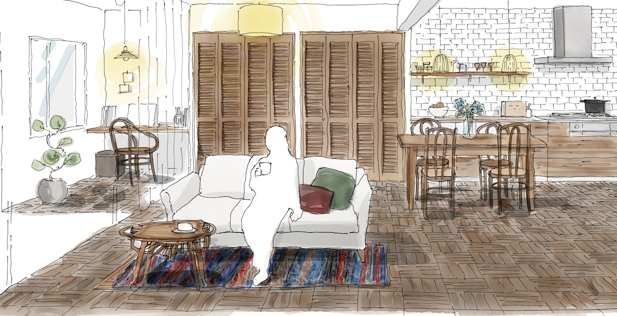 やわらかい雰囲気のパース描きます なんだか素敵な雰囲気！と感じるパース描きます イメージ1
