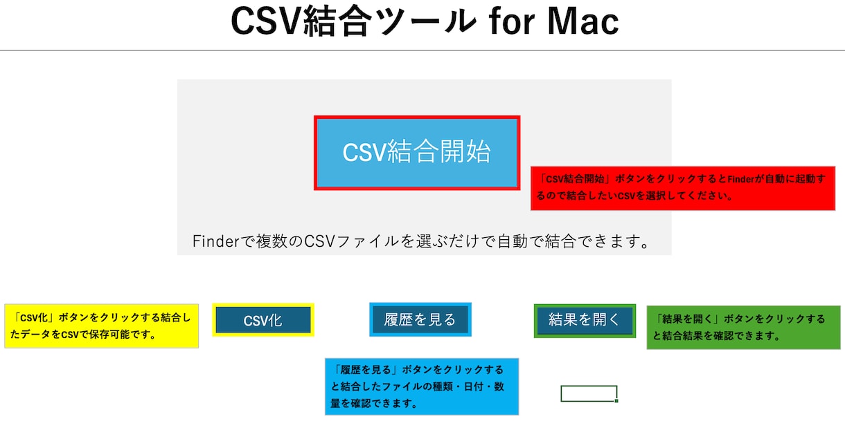 Mac版Excel・CSV結合ツールの提供します ご希望に合わせて柔軟にカスタマイズします イメージ2