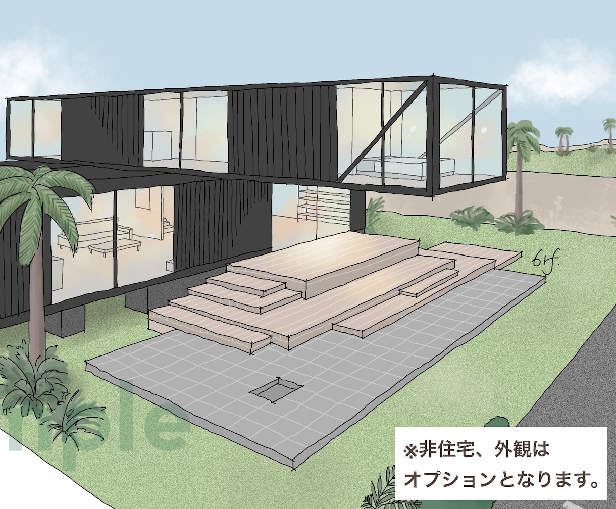 優しいタッチの内観(外観)パース描きます 建築士イラストレーターがイメージを形に イメージ6