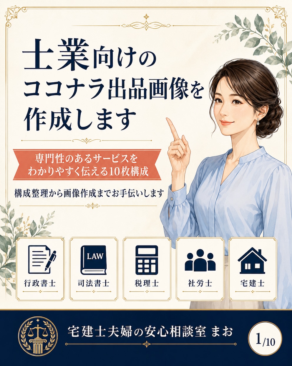 士業向けのココナラ出品画像を作成します 専門性のあるサービスを分かりやすく伝える出品画像を作成します イメージ1