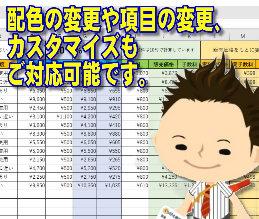 メルカリ・ヤフオク等、物販の価格設定が楽になります 電卓不要!利益率から算出可能!カスタマイズもOK! イメージ10