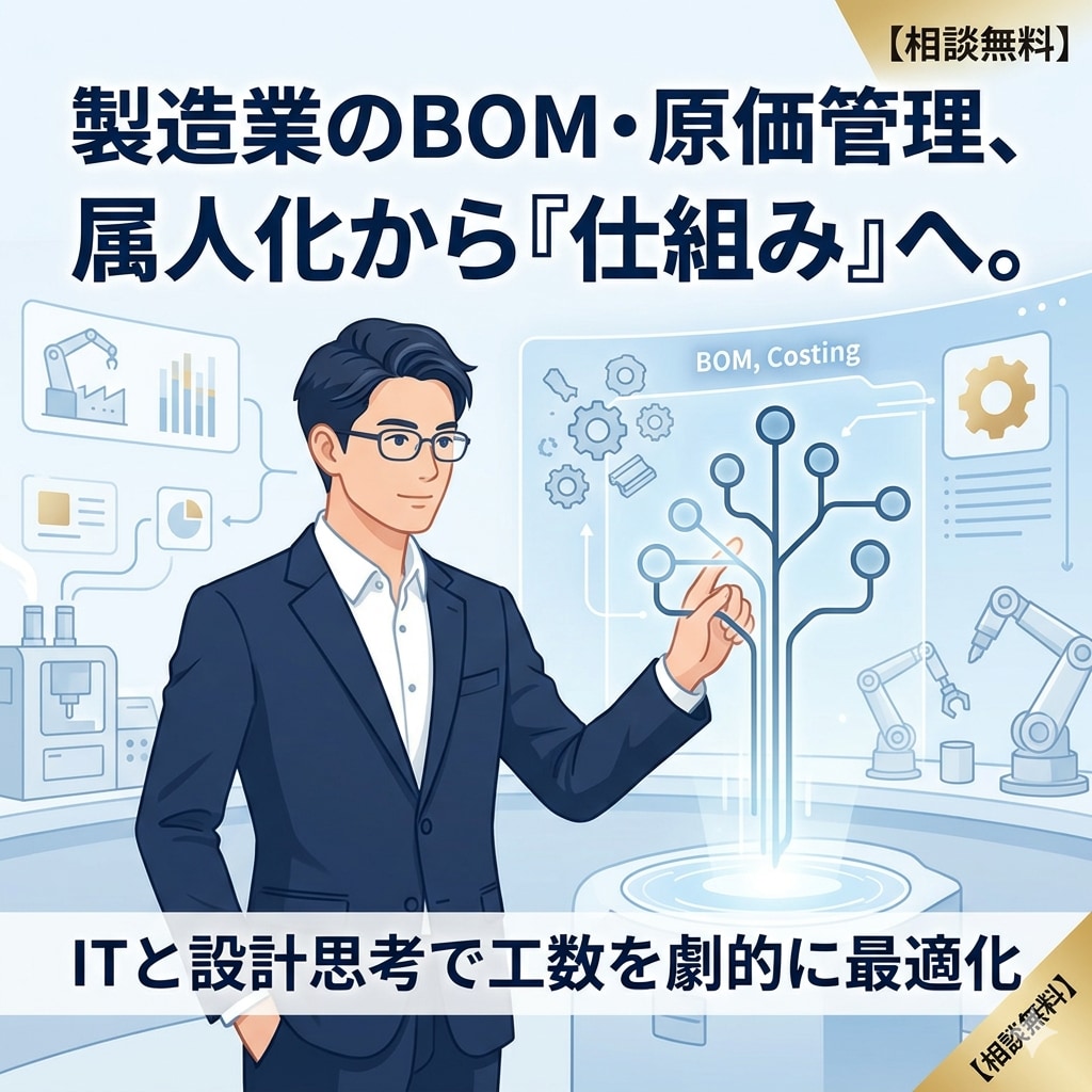 BOM・原価管理を自動化し工数を83%削減します 製造業BOMを自動化。独自ITロジックで工数を83%削減 イメージ1