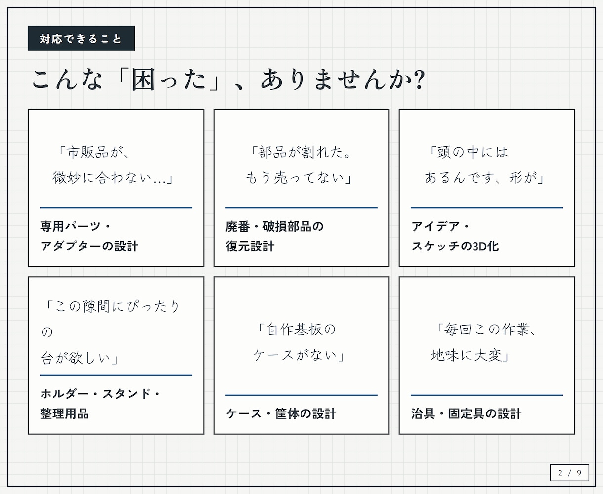 スケッチや写真から3Dプリント部品を設計します 図面不要。雑なメモ1枚から"使える部品"に仕上げます イメージ2