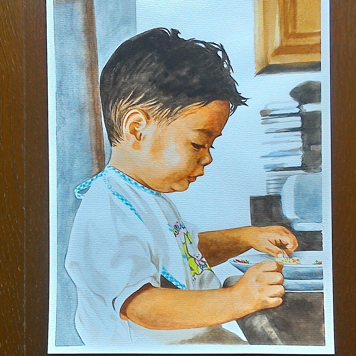 写真をもとに人物、ペットの似顔絵を描きます 透明水彩絵の具で厚めの水彩紙にポートレートを描きます。 イメージ4