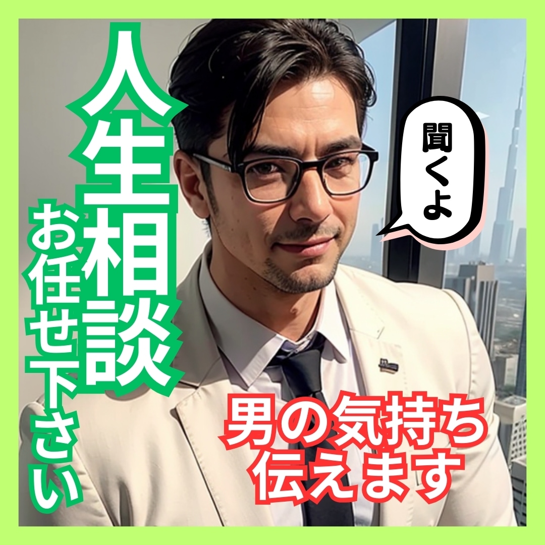 仕事も恋愛相談もポジティブにアドバイスします 人生の先輩、情報量豊富なお父さん役で親身に相談させて頂きます イメージ1