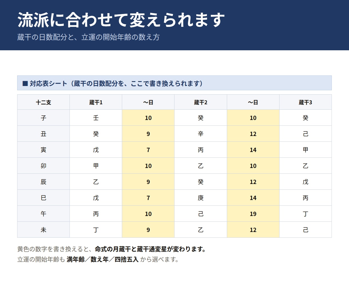 四柱推命の命式・大運・鑑定書をExcelで作ります 体験版が無料。ご自身の命式で確かめてから購入できます イメージ5